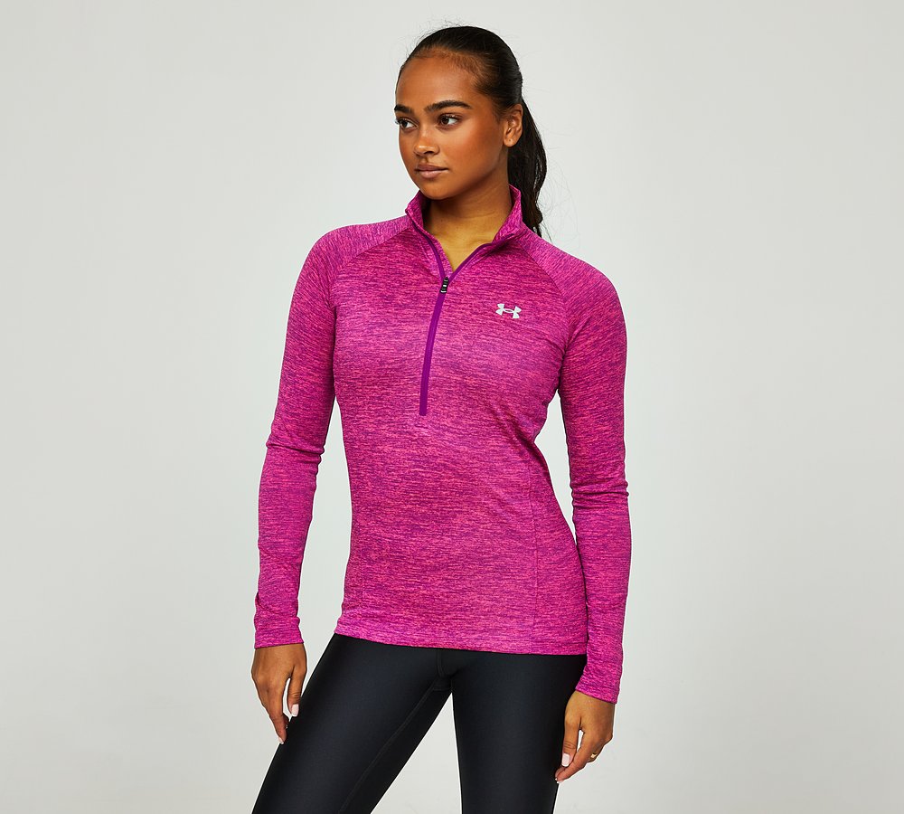 Under Armour Womens Tech Twist Half Zip T Shirt Mystic Magenta