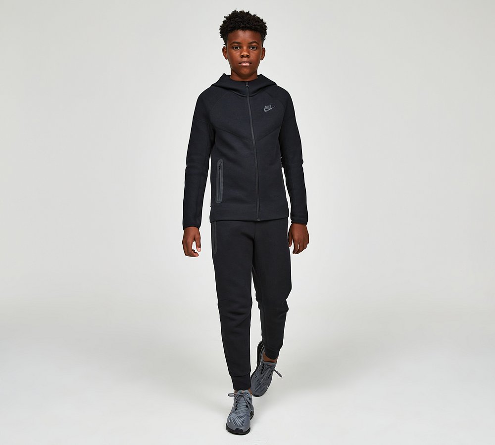 Nike Junior Tech Fleece Full Zip Hoodie Black Footasylum
