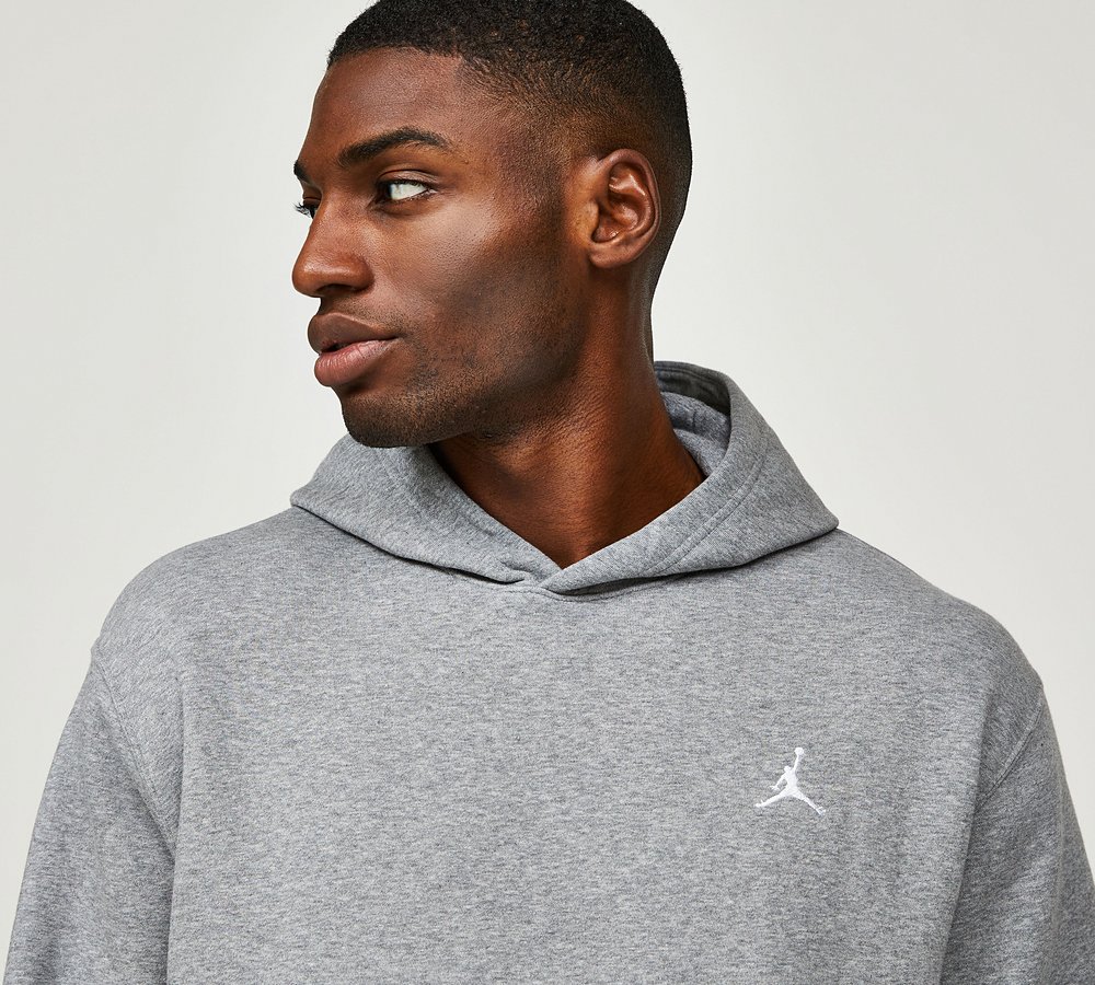 Jordan Essentials Fleece Overhead Hoodie Carbon Heather White Footasylum