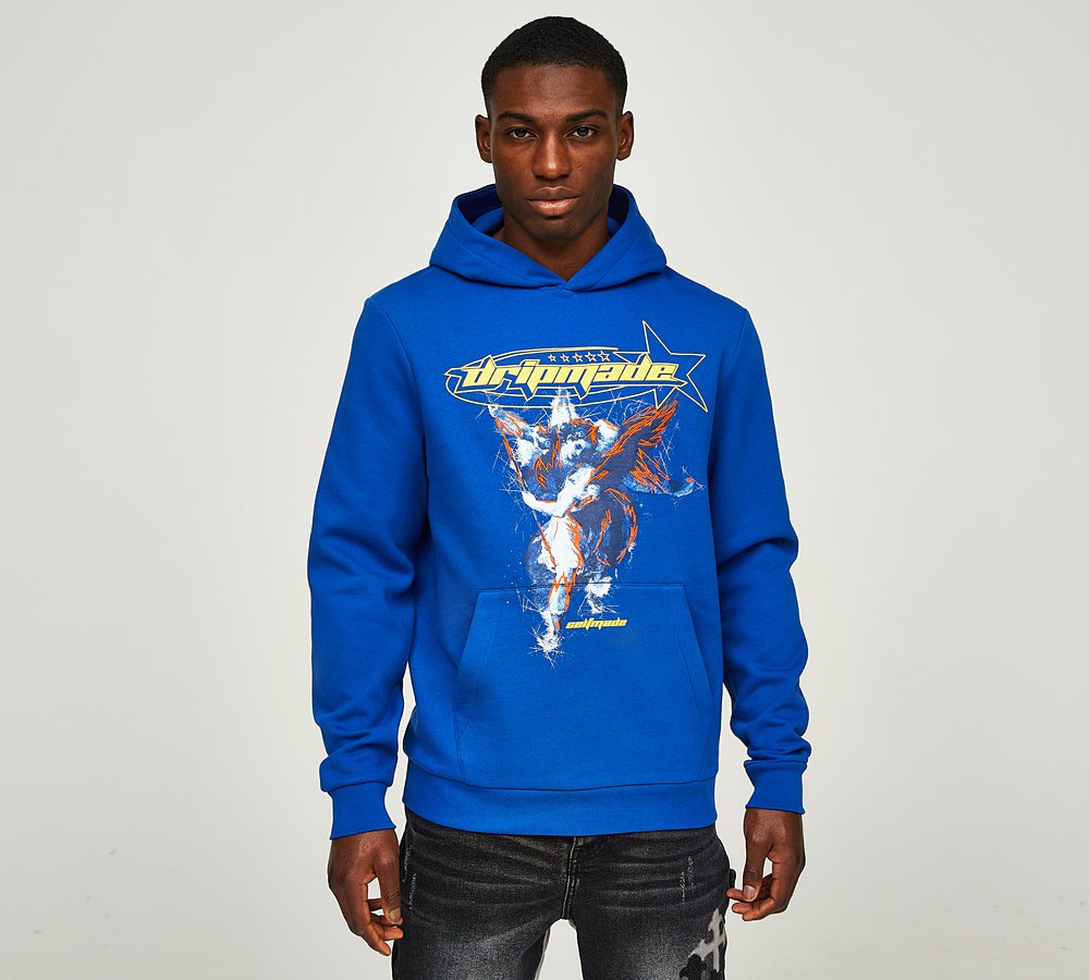 Dripmade Heretic 2.0 Overhead Hoodie Cobalt Yellow Footasylum