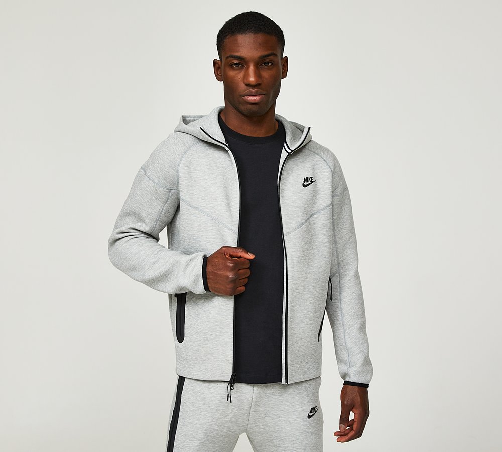 Nike Tech Fleece Windrunner Full Zip Hoodie | Dark Grey Heather | Footasylum