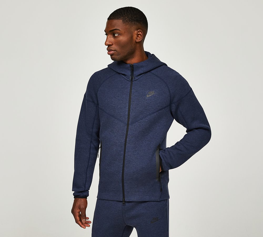 Nike Tech Fleece Windrunner Full Zip Hoodie, Obsidian Heather / Black /  Black