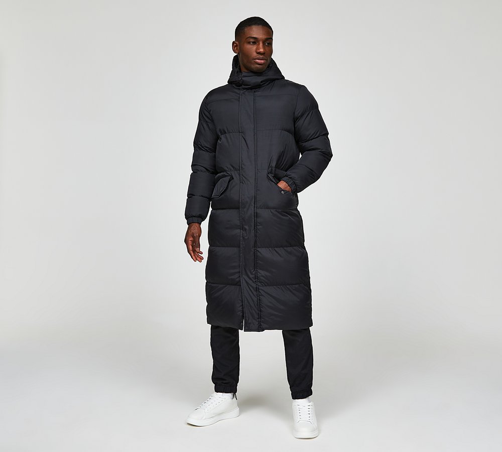 Brave Soul Long Length Puffer Jacket Black Footasylum