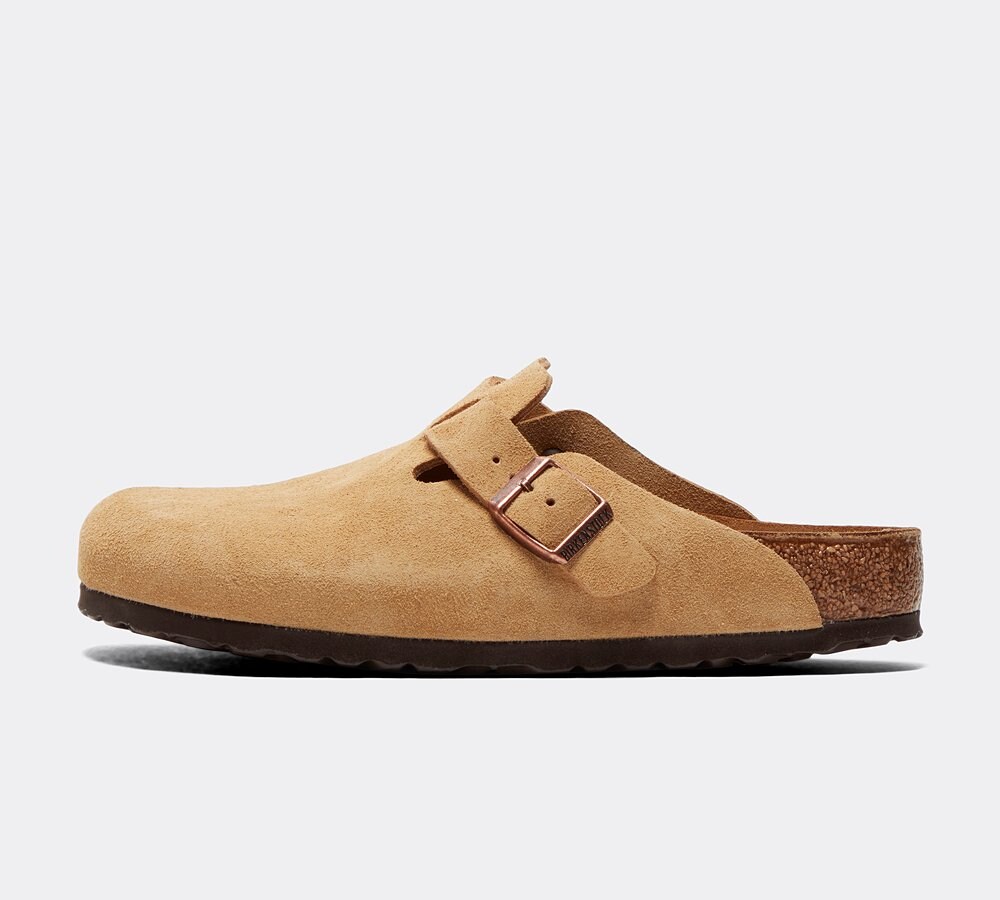 Birkenstock Womens Boston Suede Sandal Latte Cream Footasylum