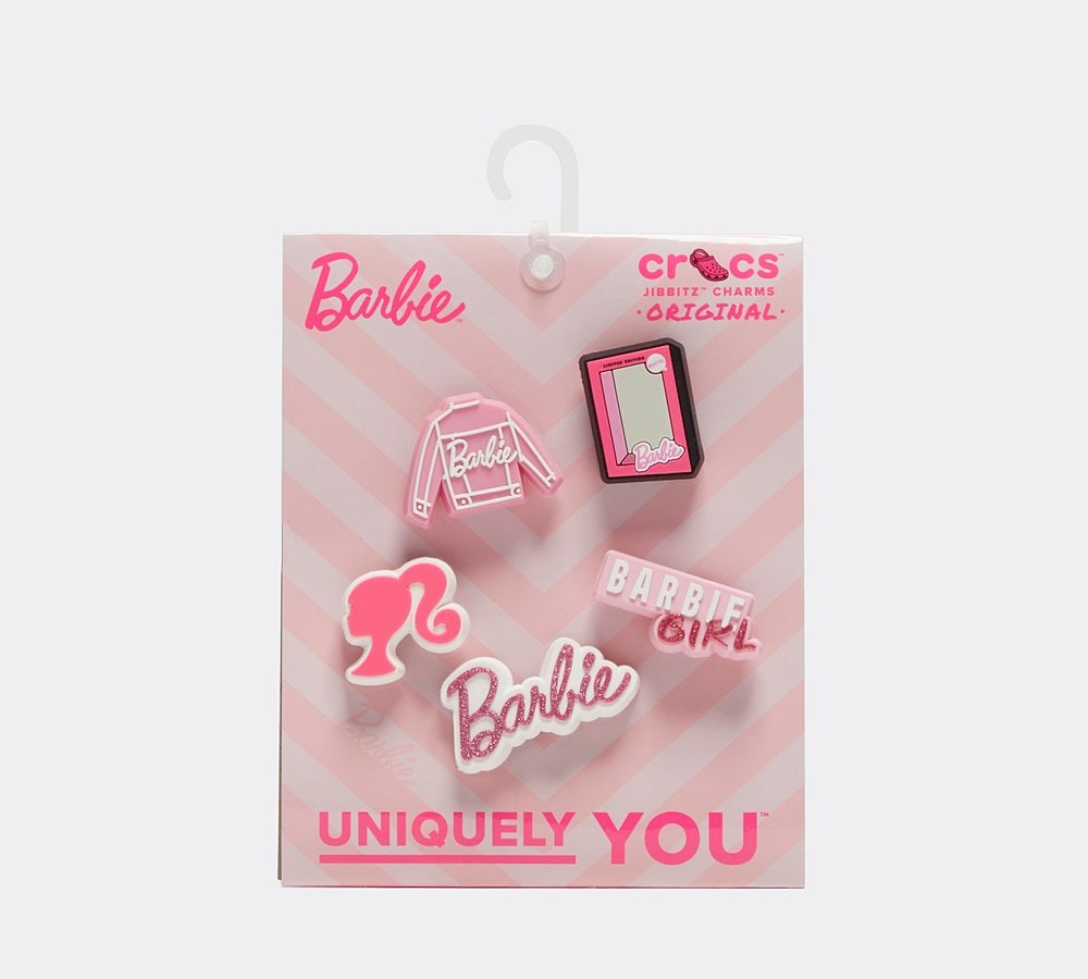 Crocs 5 Pack Barbie Jibbitz Charm Jewels Pink White Footasylum