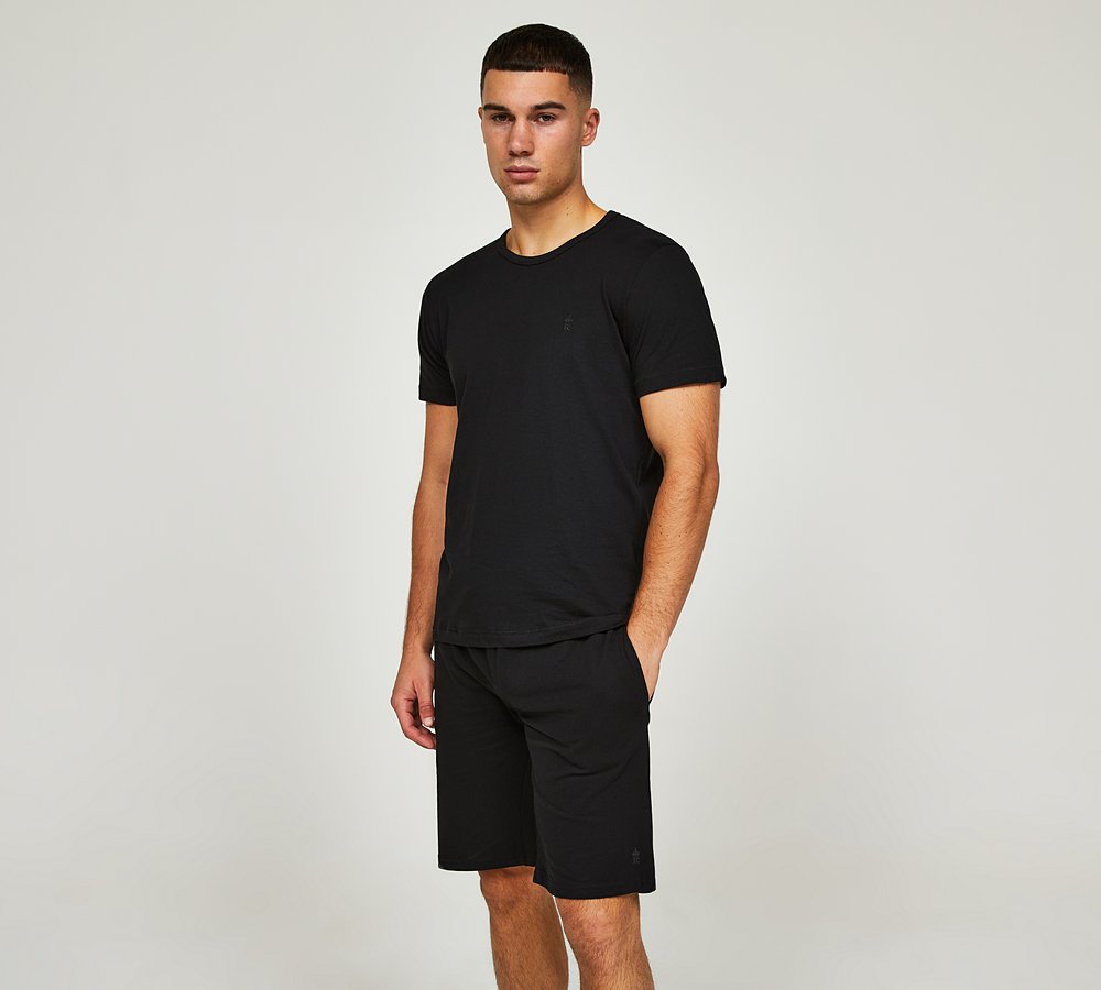 French Connection T Shirt and Short Set Black Gunmetal