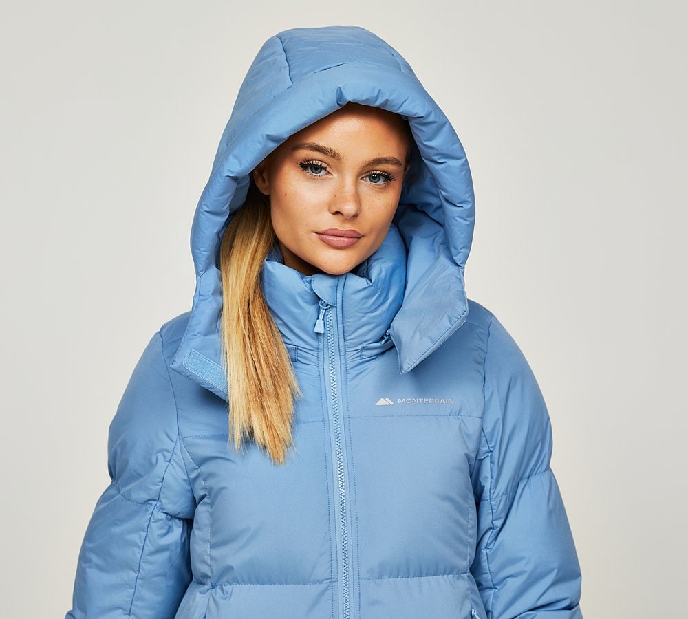Blue puffer jacket women deals