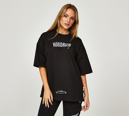 Hoodrich Womens OG Calor Boyfriend T Shirt Black White