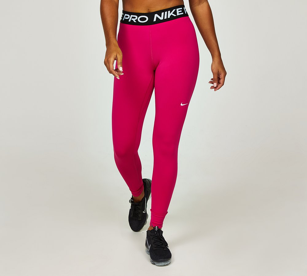 Nike Womens Pro Mid-Rise Legging, Fireberry / Black