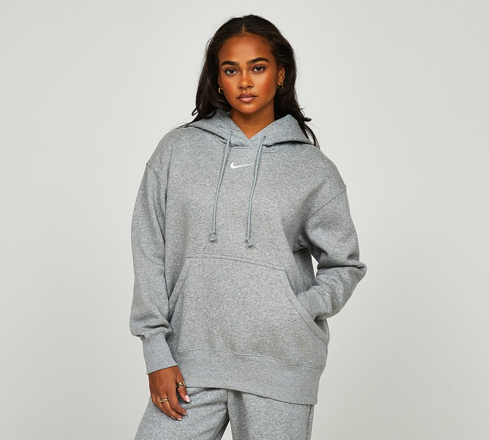 Nike Womens Sportswear Phoenix Fleece Oversize Hoodie, Dark Grey Heather /  Sail