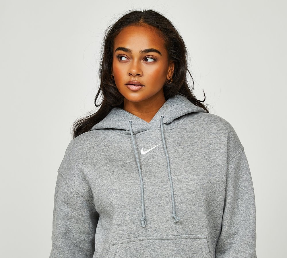 Nike Womens Sportswear Phoenix Fleece Oversize Hoodie, Dark Grey Heather /  Sail