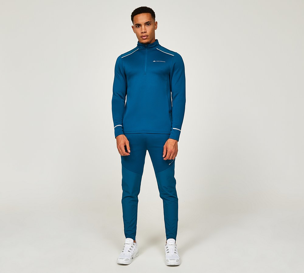 Monterrain Vinson Quarter Zip Long Sleeve T-Shirt | Moroccan Blue  