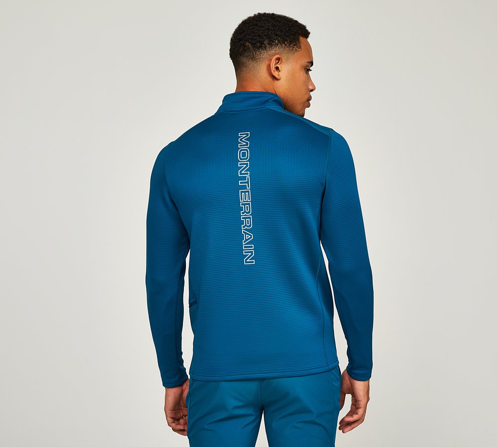 Monterrain Vinson Quarter Zip Long Sleeve T-Shirt | Moroccan Blue  
