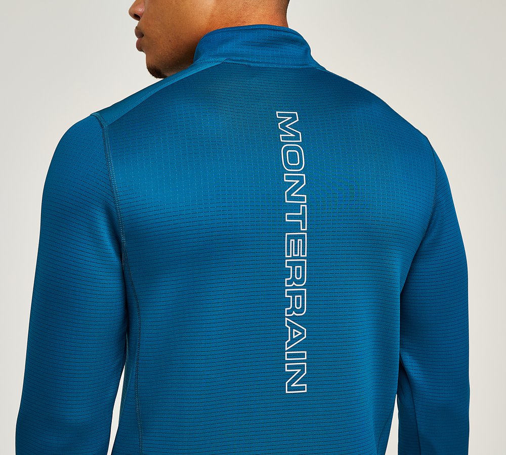 Monterrain Vinson Quarter Zip Long Sleeve T-Shirt | Moroccan Blue  