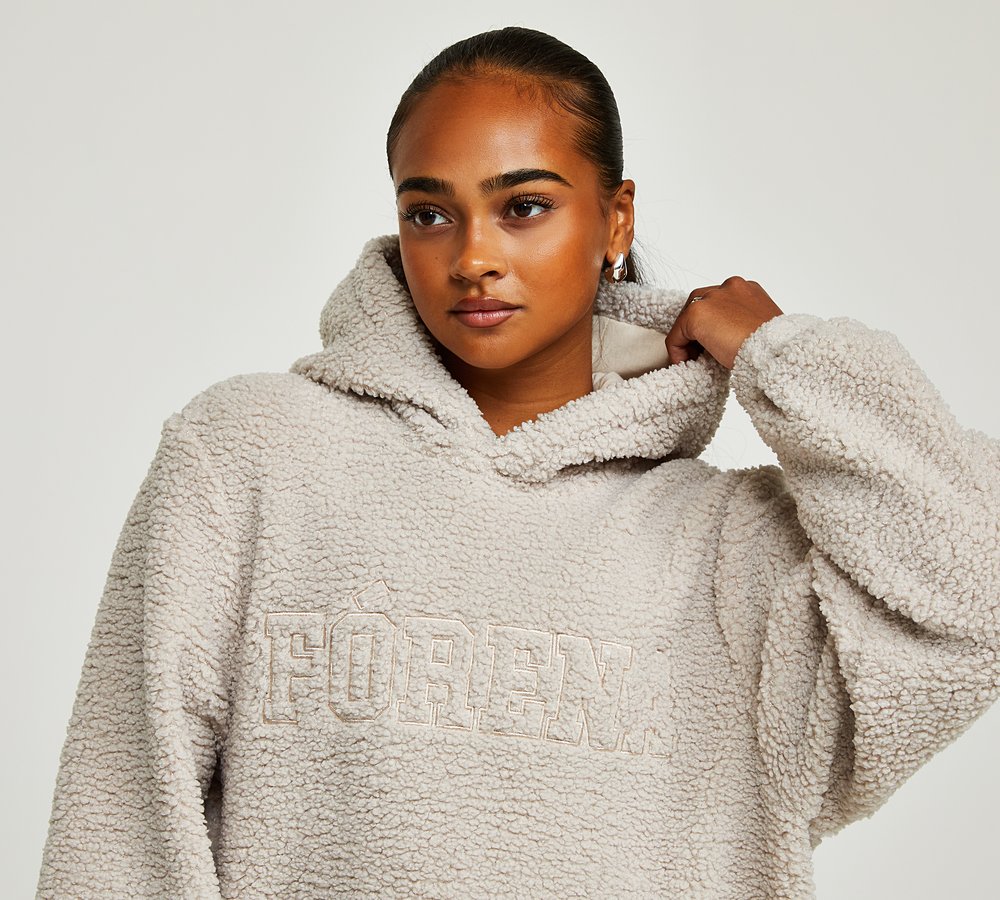 Borg hoodie womens sale
