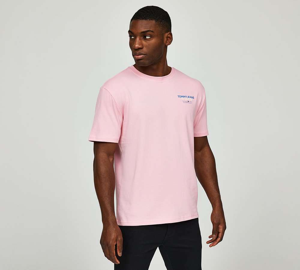 Pink tommy jeans t on sale shirt