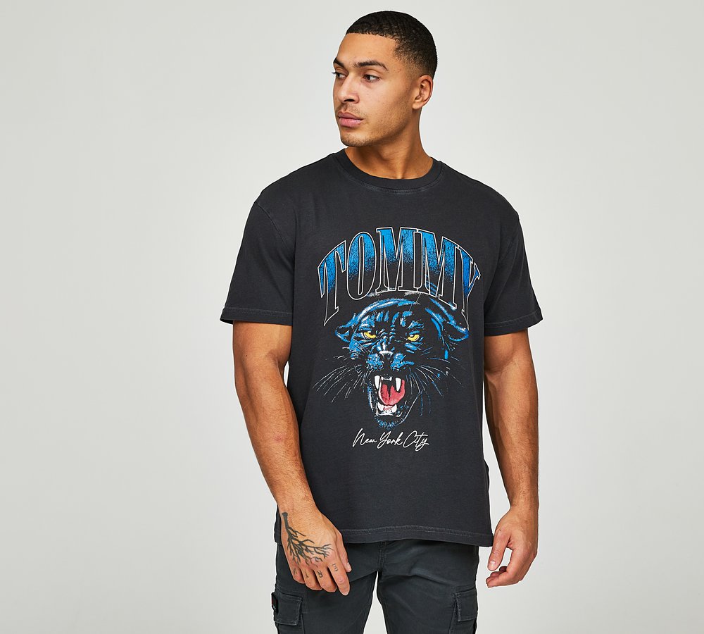 Tommy Jeans Regular Vintage College Tiger T-Shirt, Black