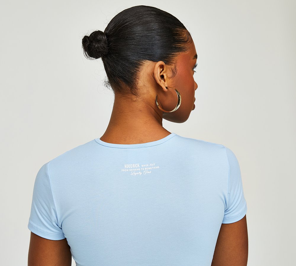 Hoodrich Womens Glide Rhinestone Baby T Shirt Placid Blue