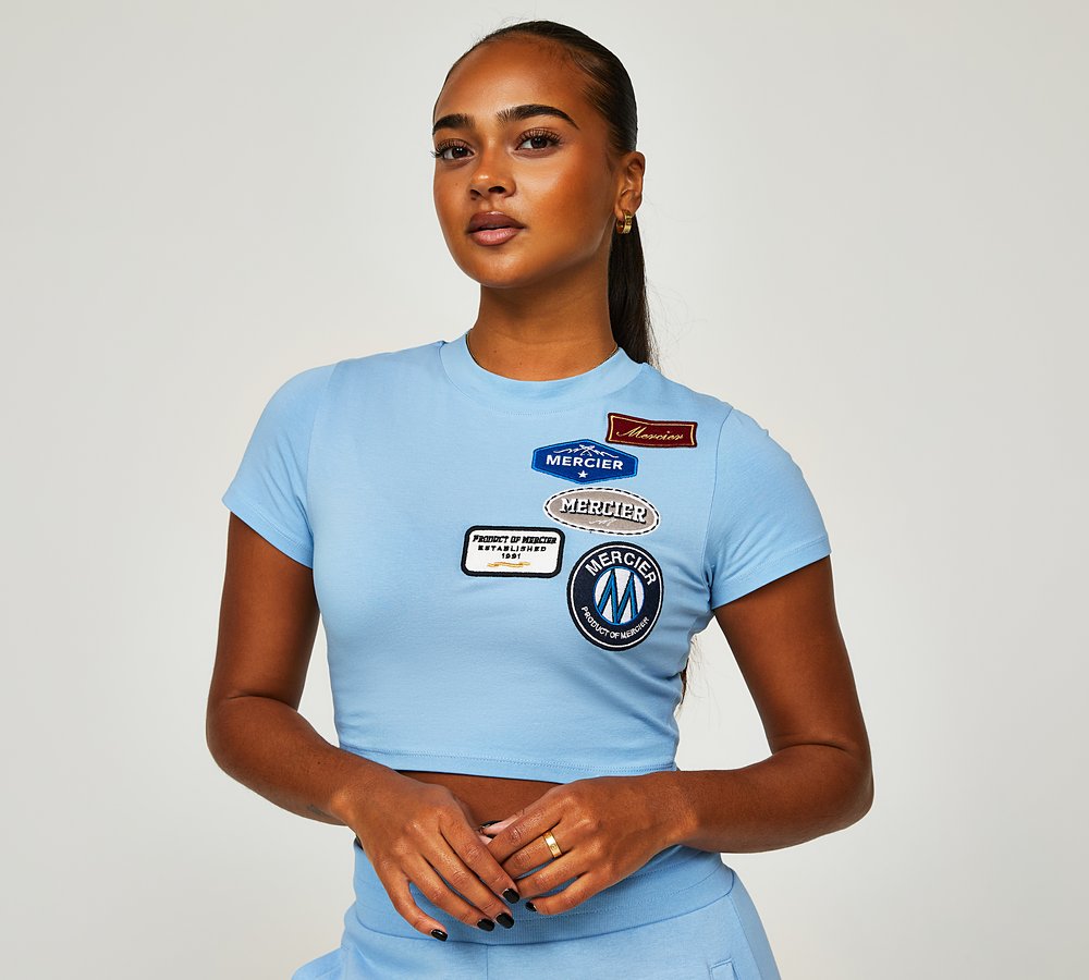 Mercier Womens Original Badge Baby T Shirt Placid Blue Footasylum