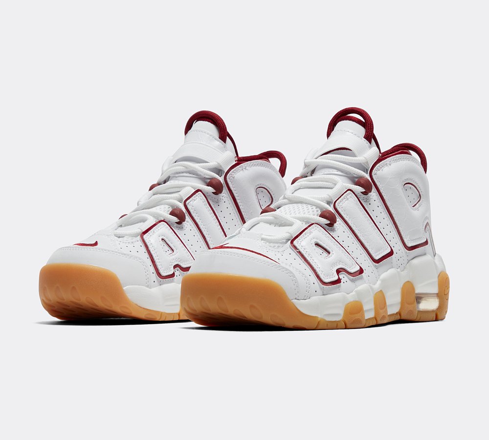 Nike Junior Air More Uptempo Trainer White Team Red Gum Light Brown Footasylum