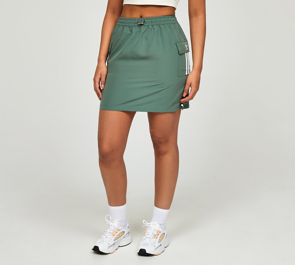 adidas Originals Womens 3 Stripe Cargo Skirt Trace Green Footasylum