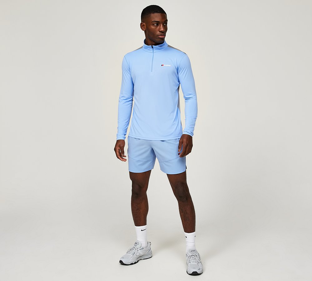 Berghaus Wayside Long Sleeve Half Zip Tech T-Shirt - Blue - Size L