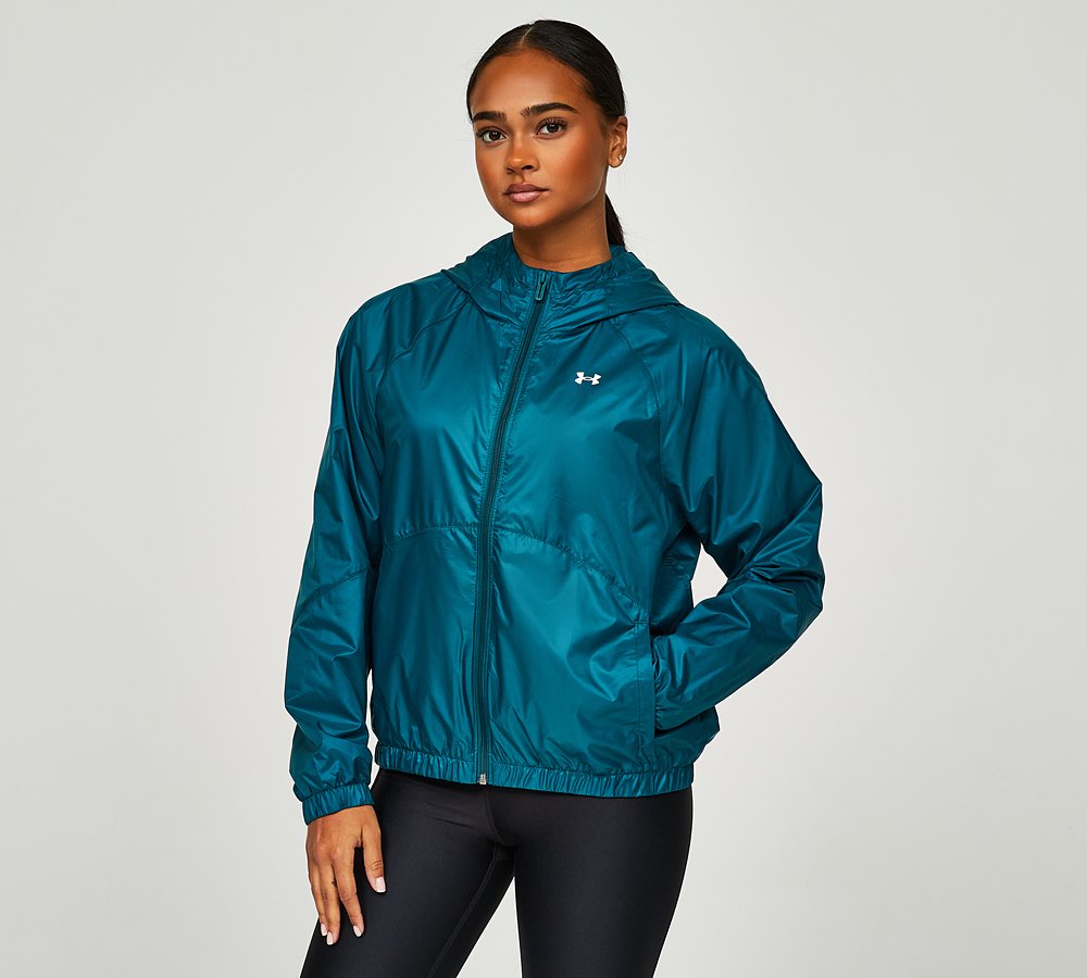 Under Armour Womens UA Rival Sport Windbreaker Jacket Hydro Teal White Footasylum