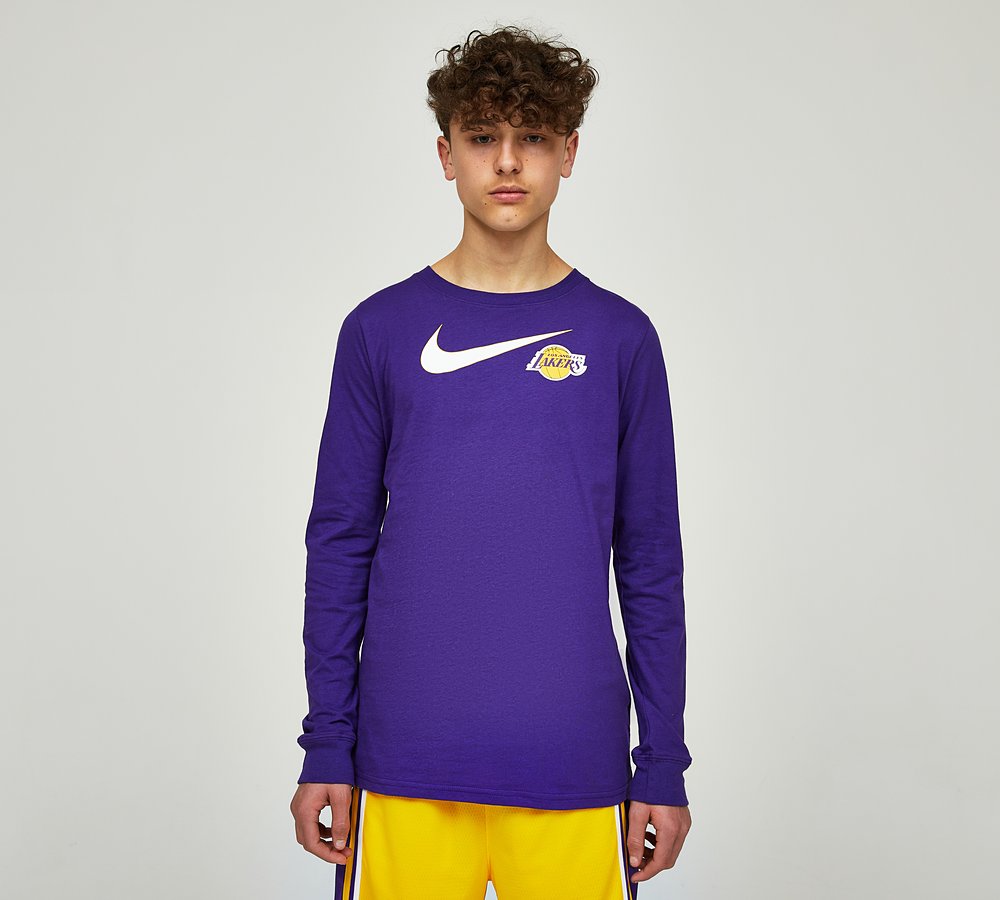 Nike Basketball Junior Lakers Essential Long Sleeve T Shirt Court Purple Footasylum