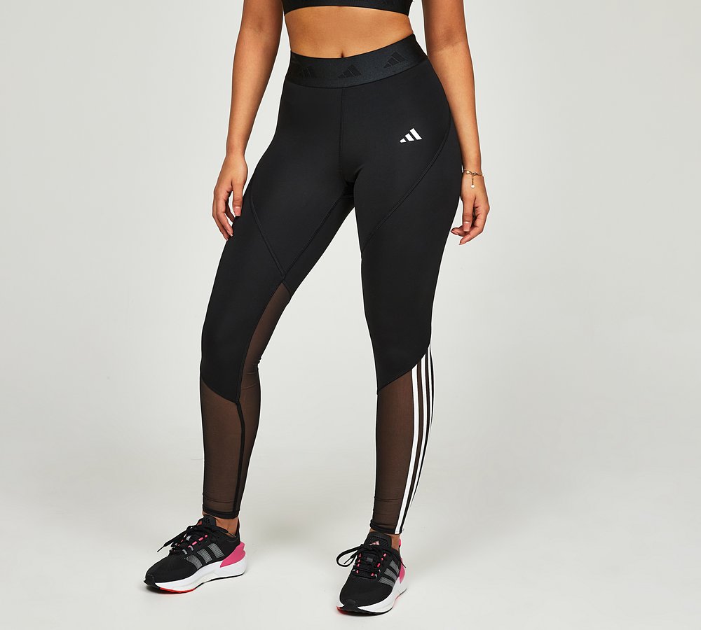 adidas Womens Hyperglam Mesh Legging, Black / White