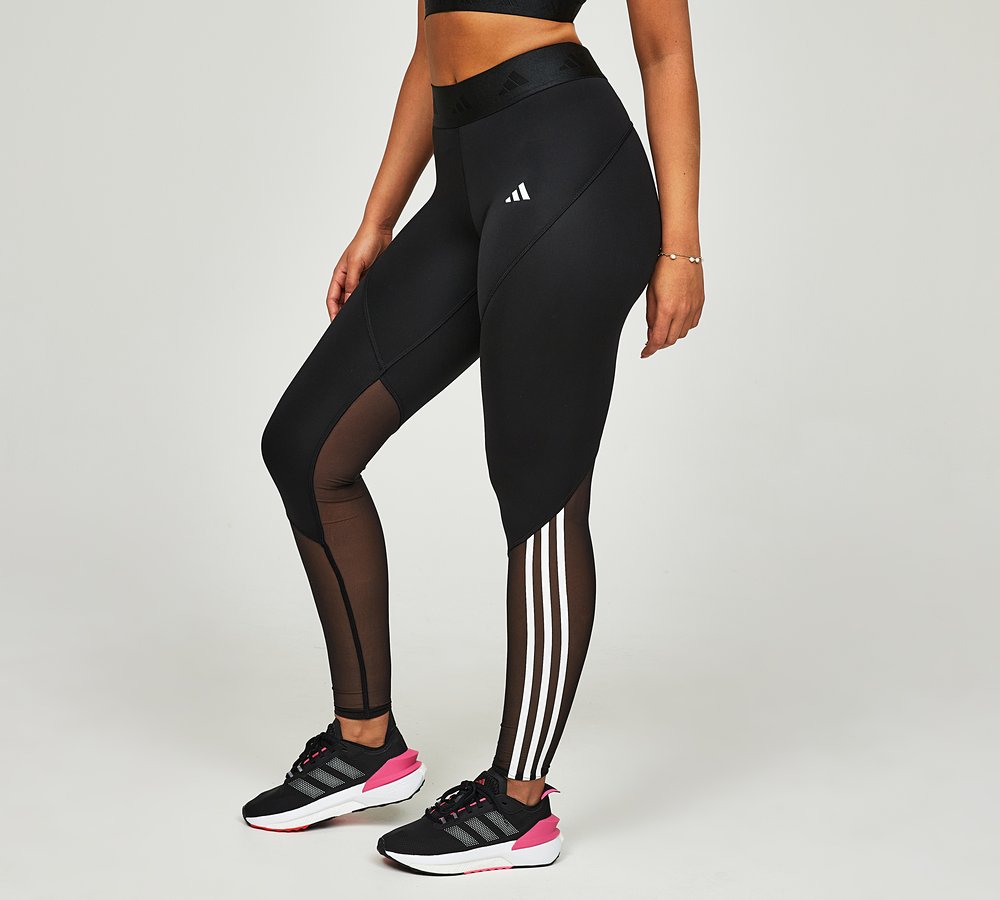 adidas Womens Hyperglam Mesh Legging Black White Footasylum