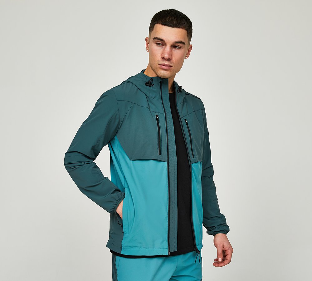 Zavetti Canada Vosso Woven Zip Through Hoodie | Silver Pine / Teal