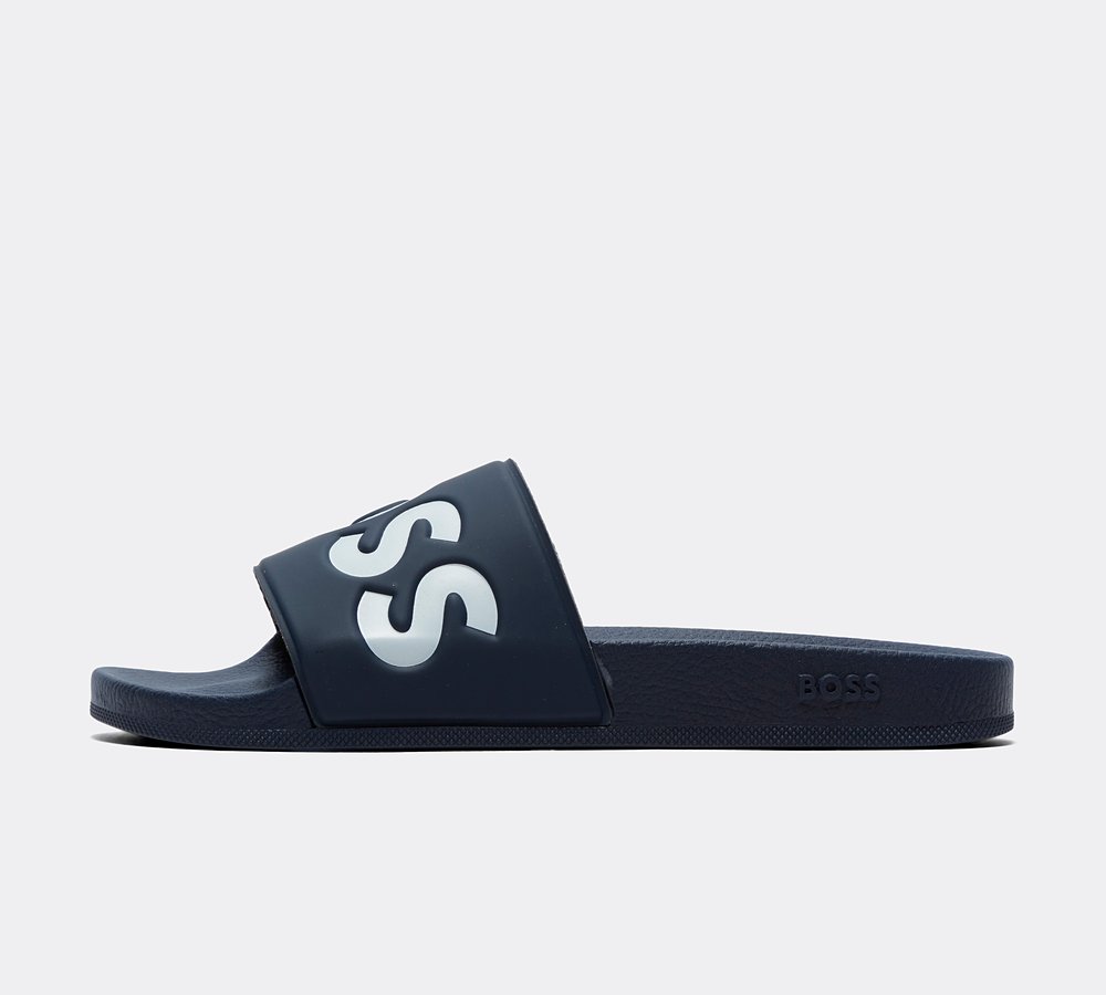 BOSS Aryeh Slide Navy White Footasylum