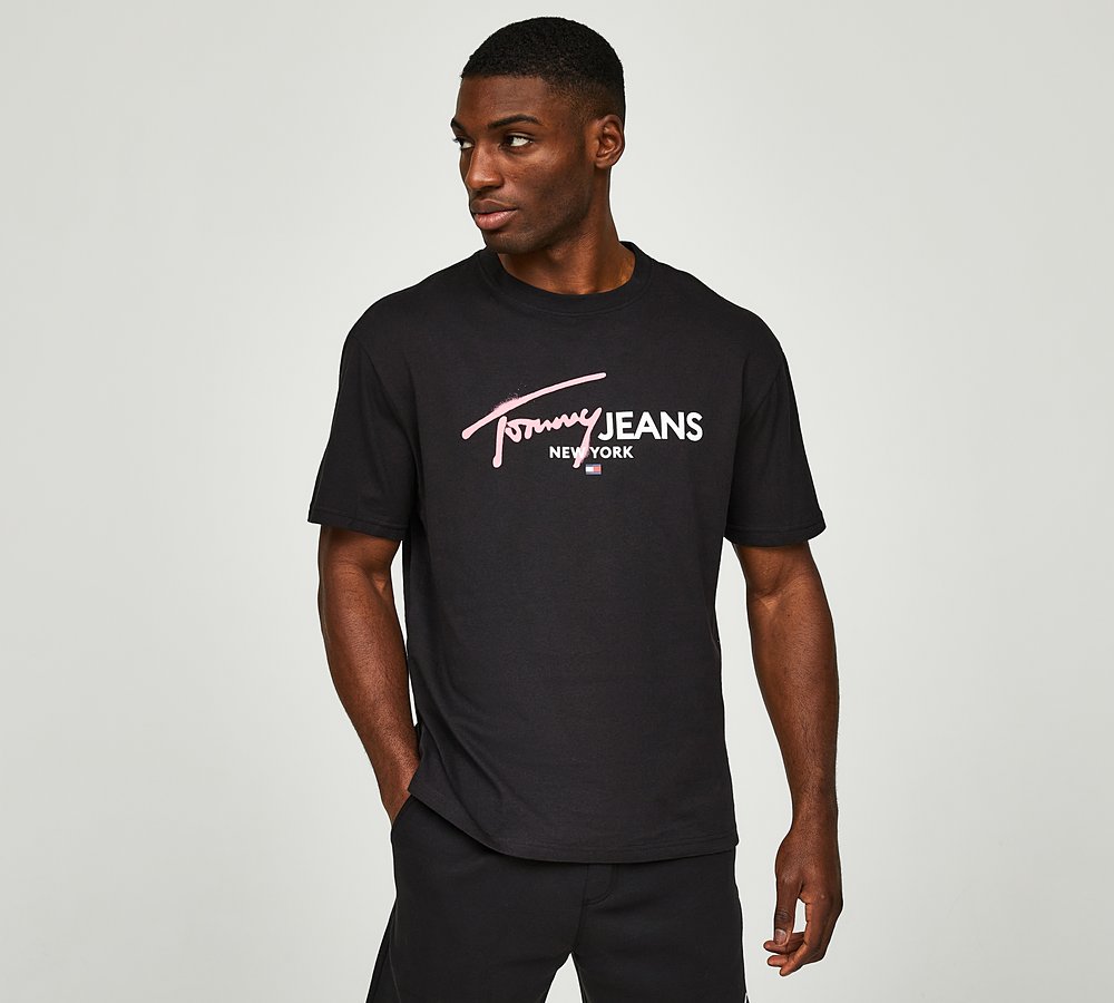 Tommy Jeans Regular Spray Pop Colour T Shirt Black Footasylum