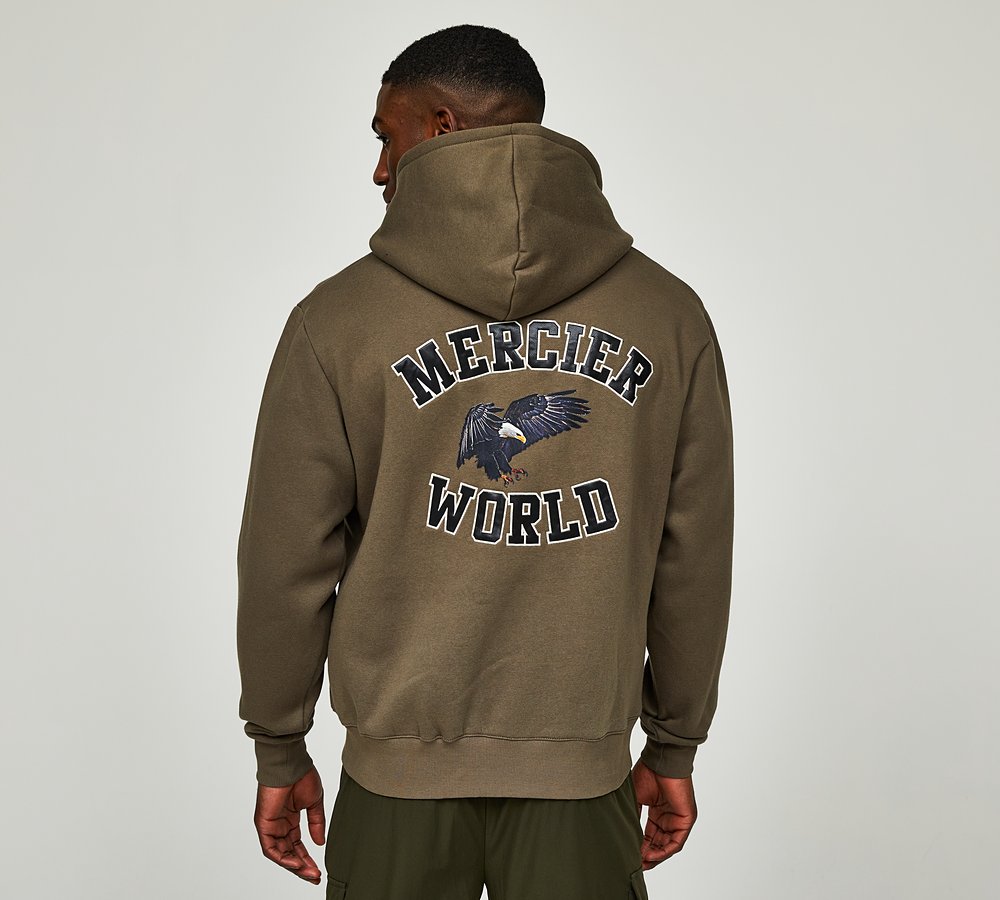 Mercier Eagle Full Zip Hoodie Khaki Footasylum