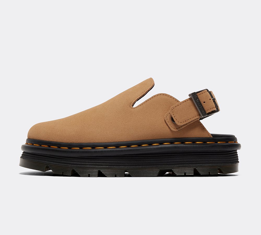 Dr. Martens Womens Zebzag Suede Casual Slingback Platform Mule Savannah Tan Footasylum