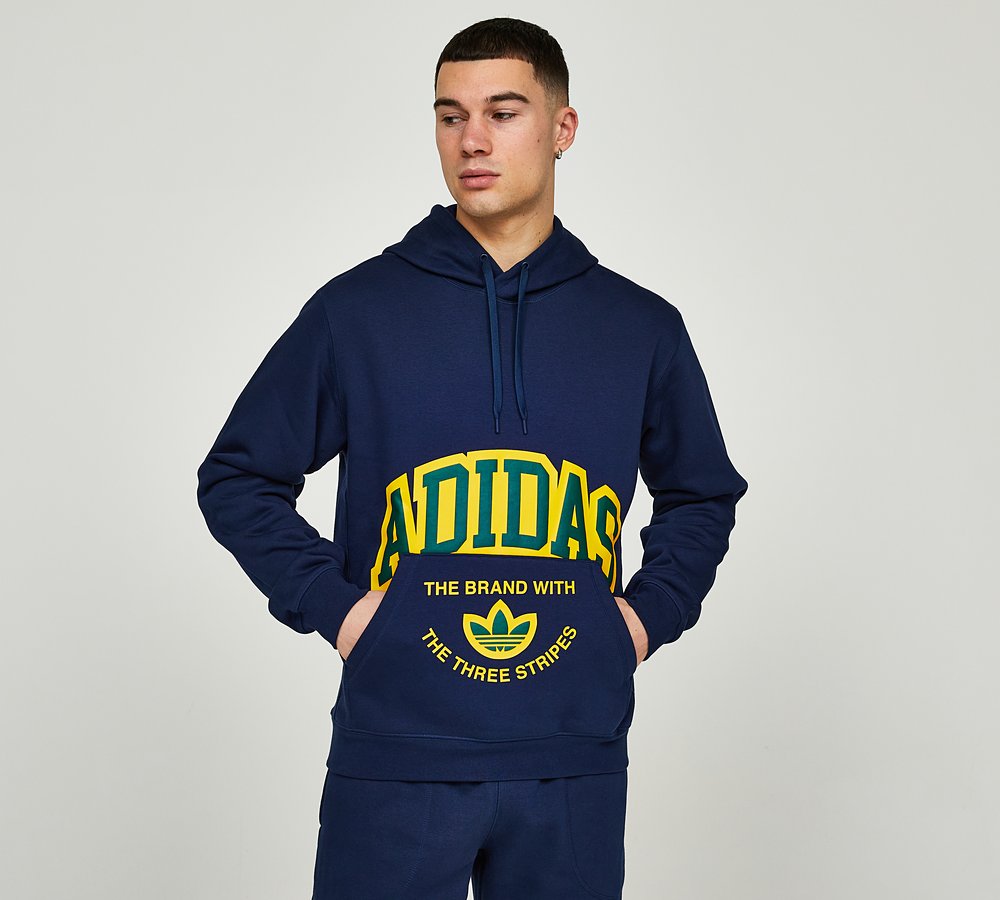 adidas Originals Varsity Overhead Hoodie Night Indigo Footasylum