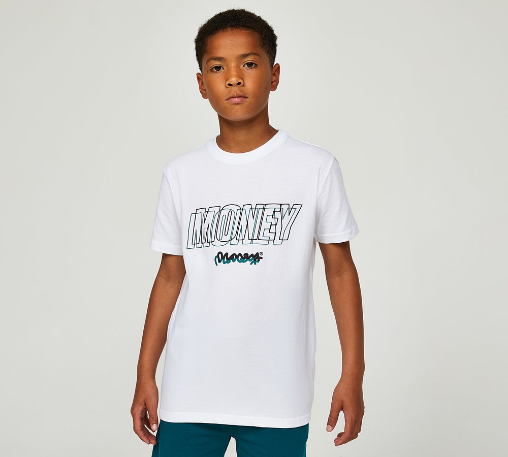 Money Clothing Junior Compound T Shirt White Teal Footasylum