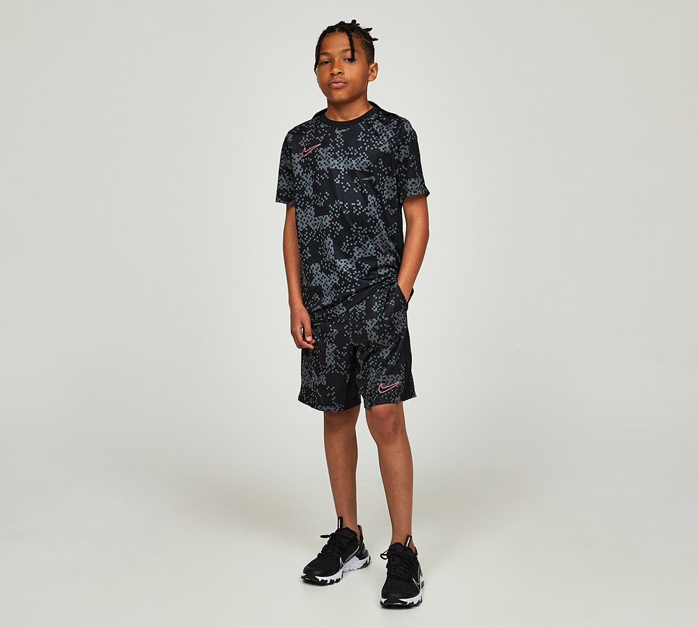 Nike Junior Academy AOP Short | Iron Grey / Black / Sunset Pulse