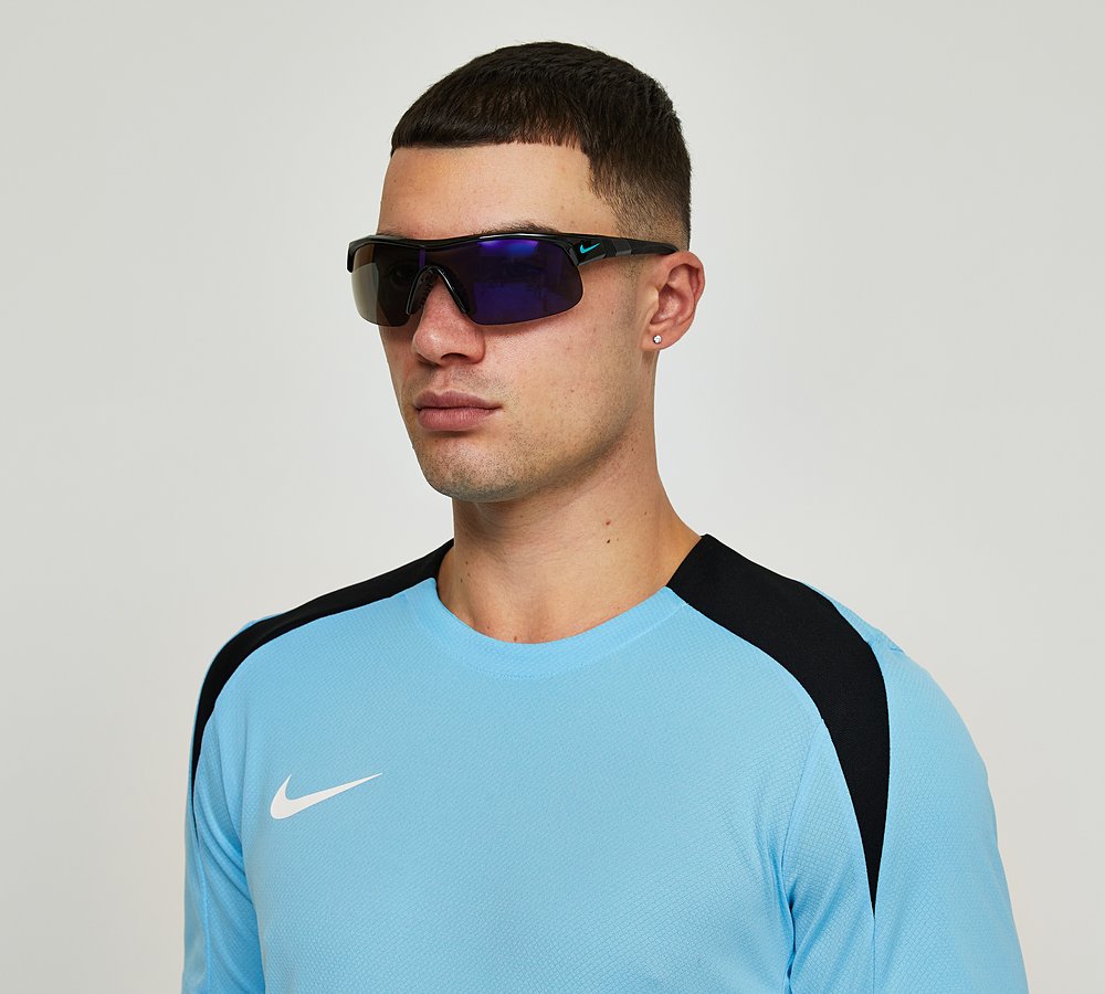 Nike Show X1 Sunglasses Black Blue Mirror Footasylum