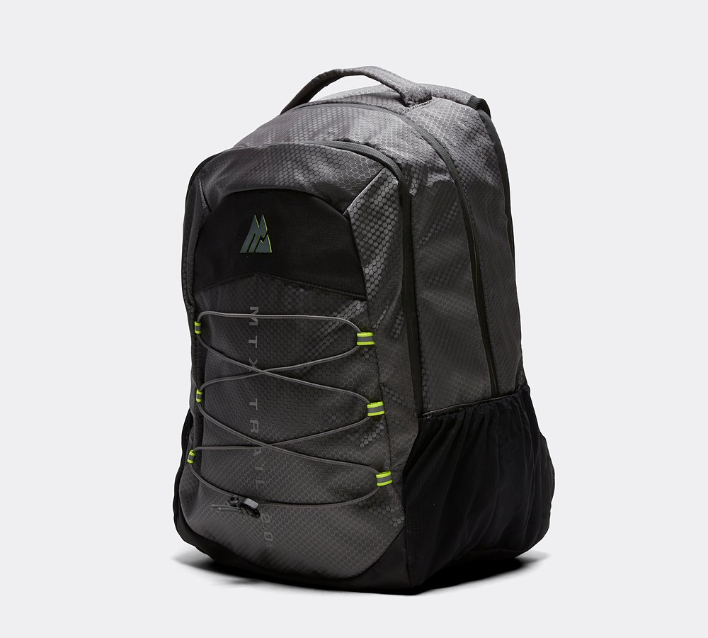 Montirex Trail 2.0 32L Backpack Black Cement Grey Safety Yellow Footasylum