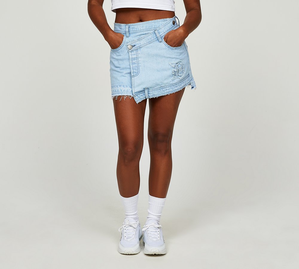 Dripmade Womens Asymmetrical Denim Skirt - Blue - Size M