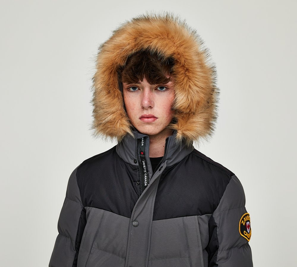 Zavetti Canada Junior Garbantini Bomber Jacket Asphalt Jet Black Footasylum