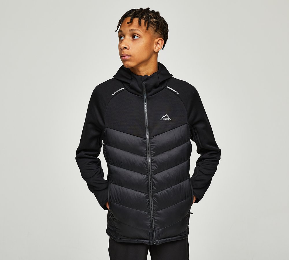 Alpyrex Junior Tephra Hybrid Jacket Jet Black Footasylum