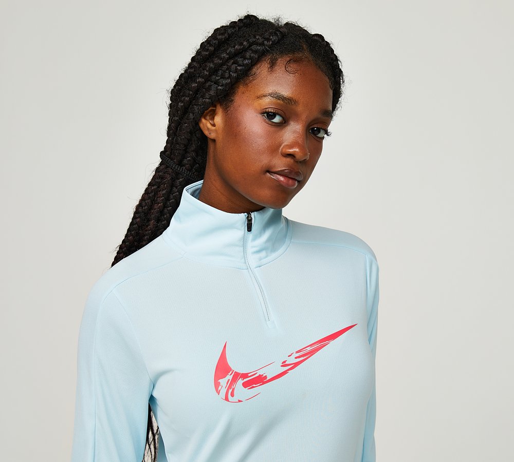 Nike Womens Swoosh HBR Midlayer Long Sleeved T Shirt Glacier Blue Footasylum