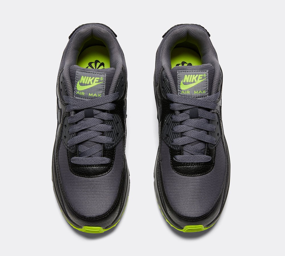 Junior air max 90 leather trainer black / anthracite / volt 2025