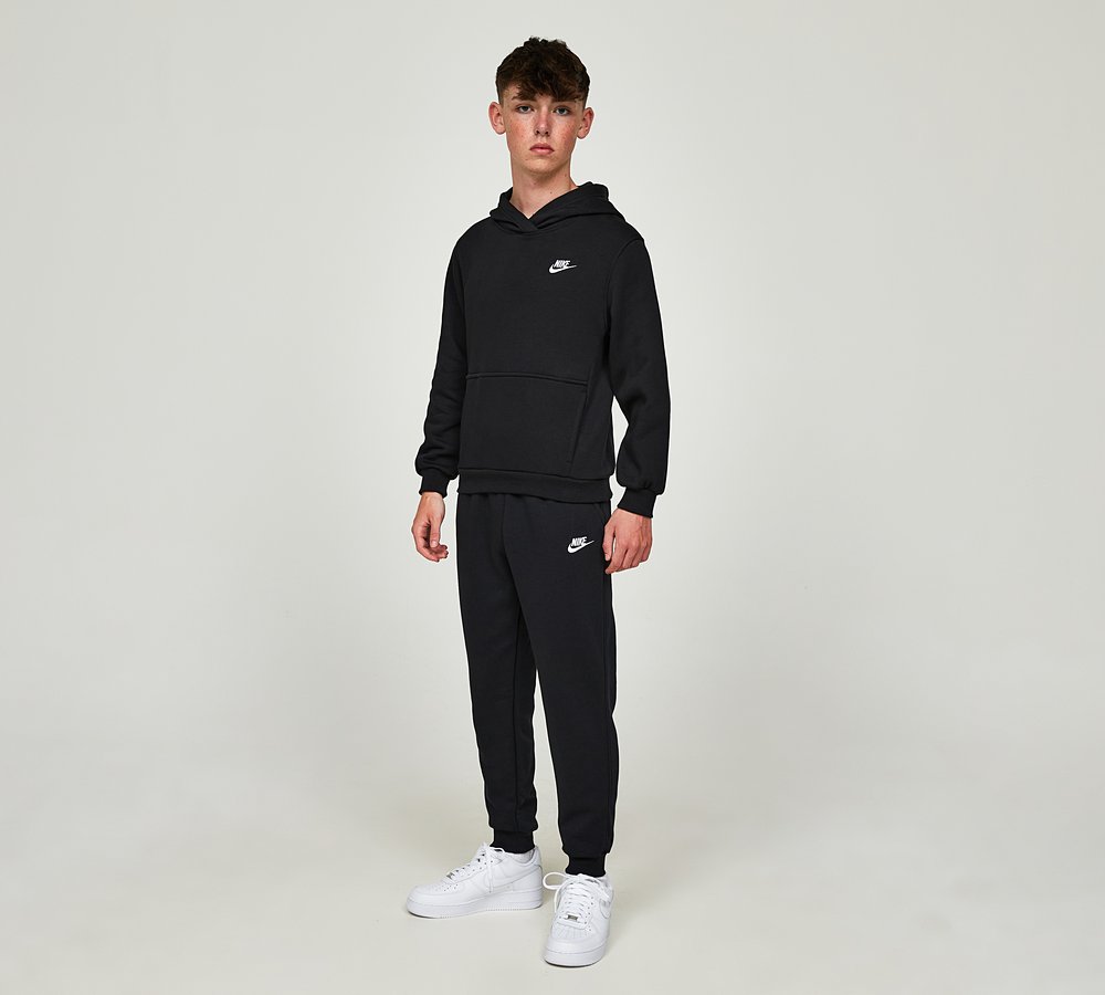 nike junior club overhead hoodie black