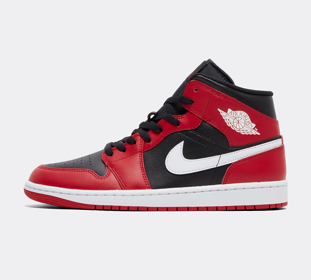 Jordan Air Jordan 1 Mid Trainer Black White Gym Red Footasylum