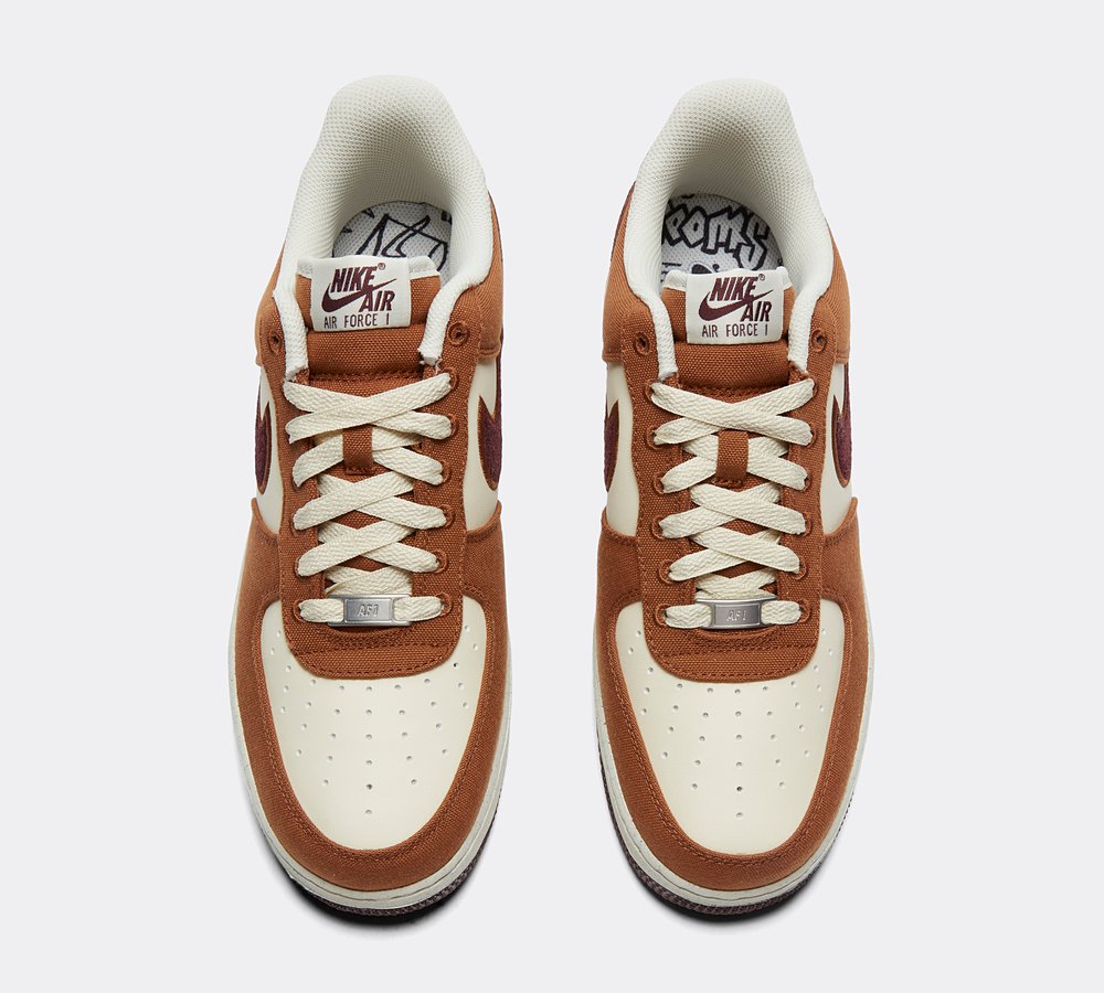 brown and white nike air force 1