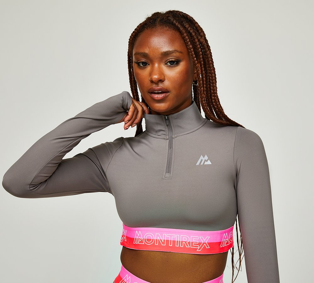 Quarter zip crop top hotsell