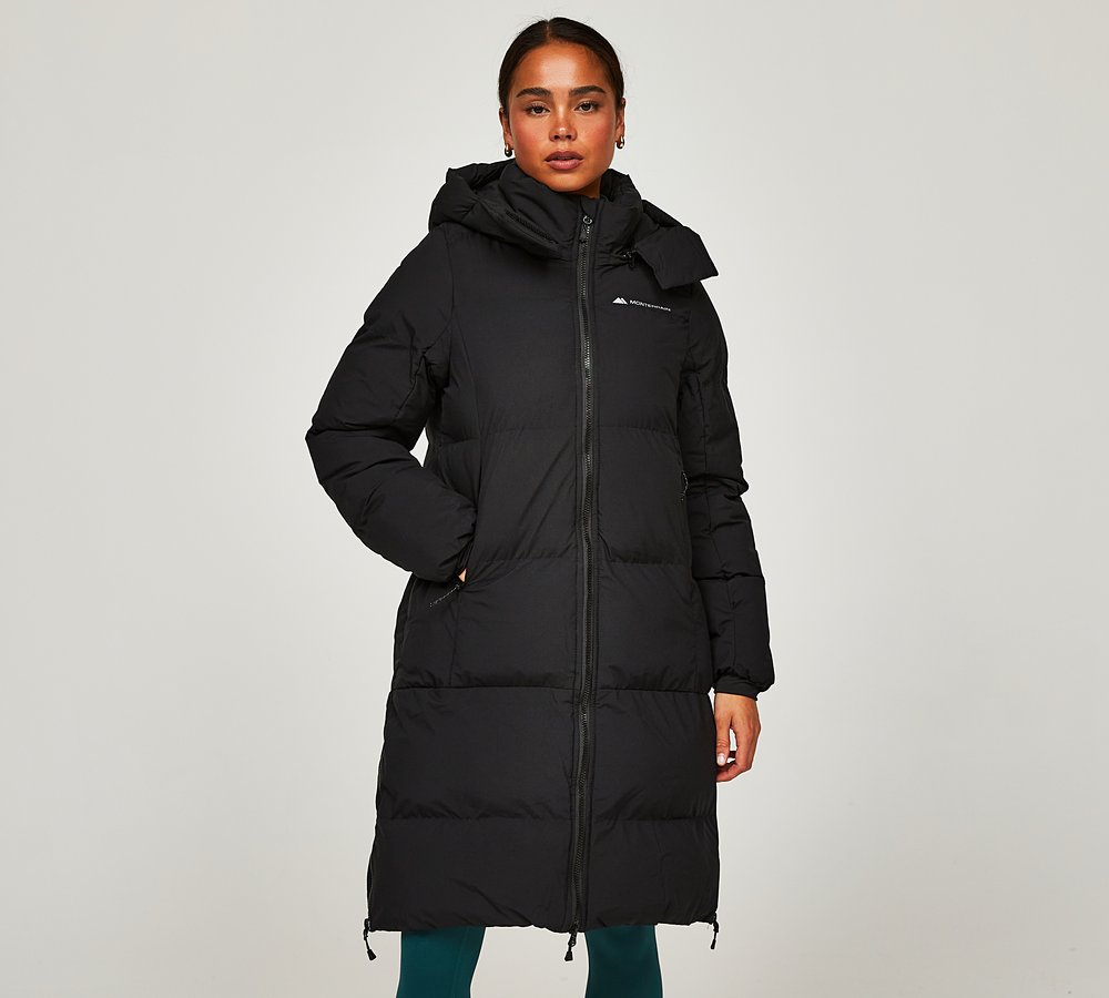 Monterrain Womens Horizon Longline Puffer Jacket Jet Black